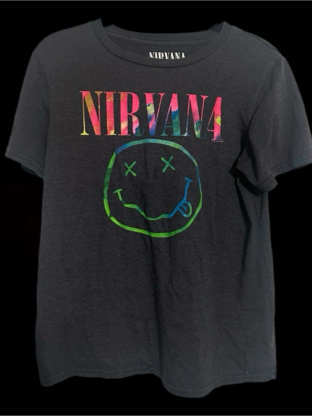 Nirvana Black Tee with Rainbow Logo